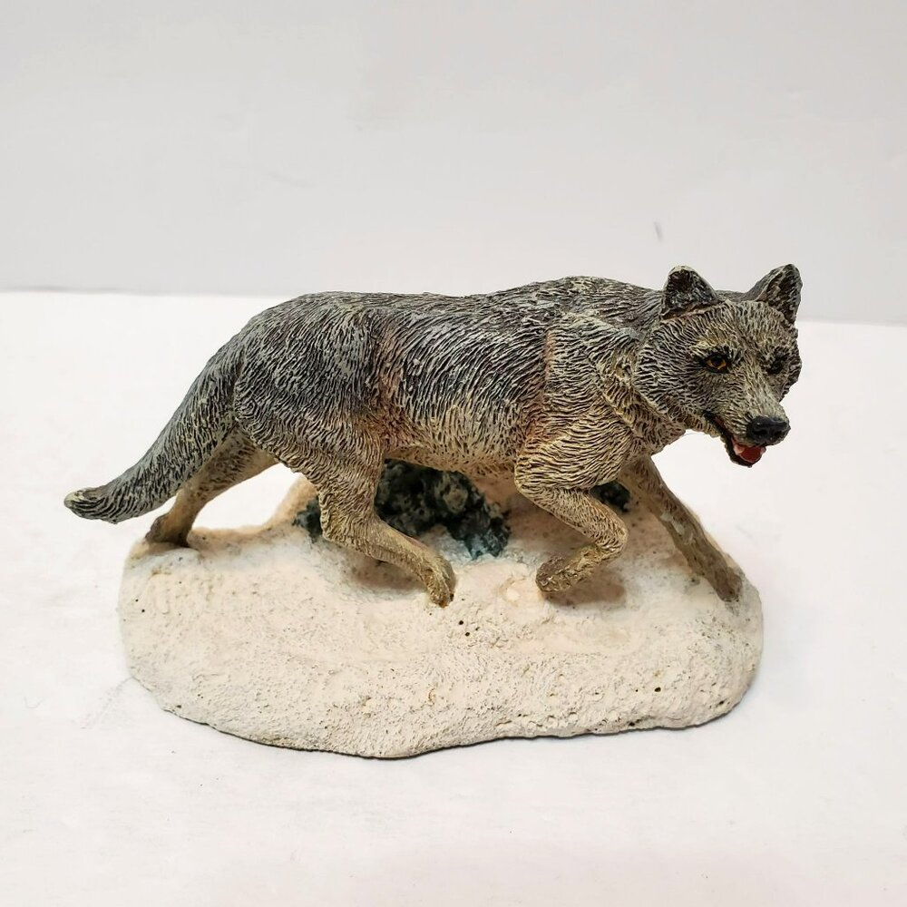 Franklin Mint Canis Lupus Wolf Figurine Wildlife Preservation Trust 1987 Sculptu